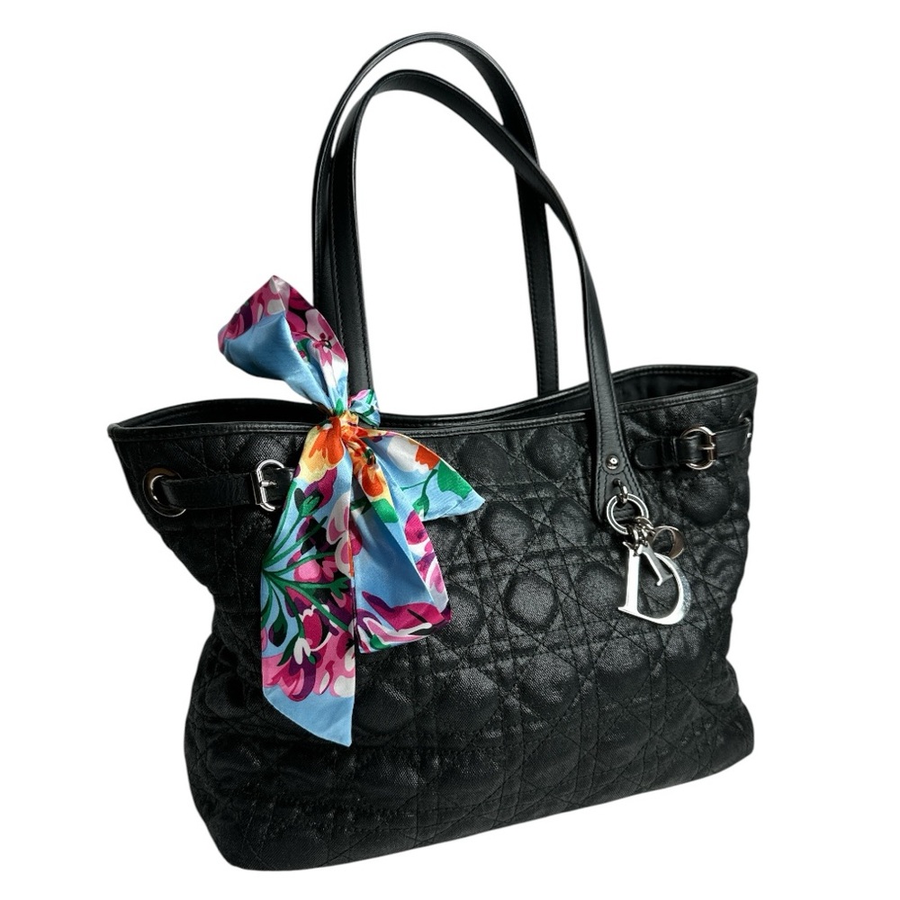 CHRISTIAN DIOR Coated Canvas PANAREA Tote Black ~EUC - Picture 2 of 16